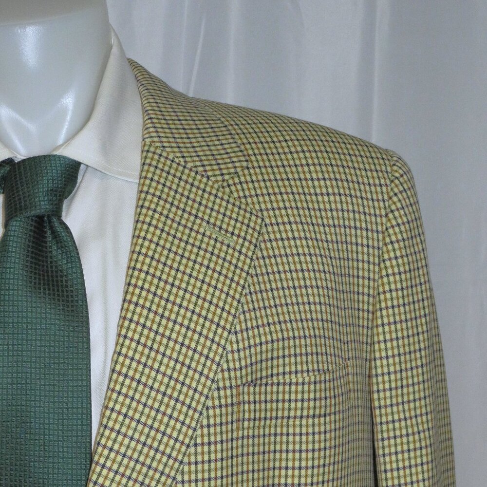 Henry Poole Savile Row Bespoke Cream Checked Two Button Sport Coat 44R